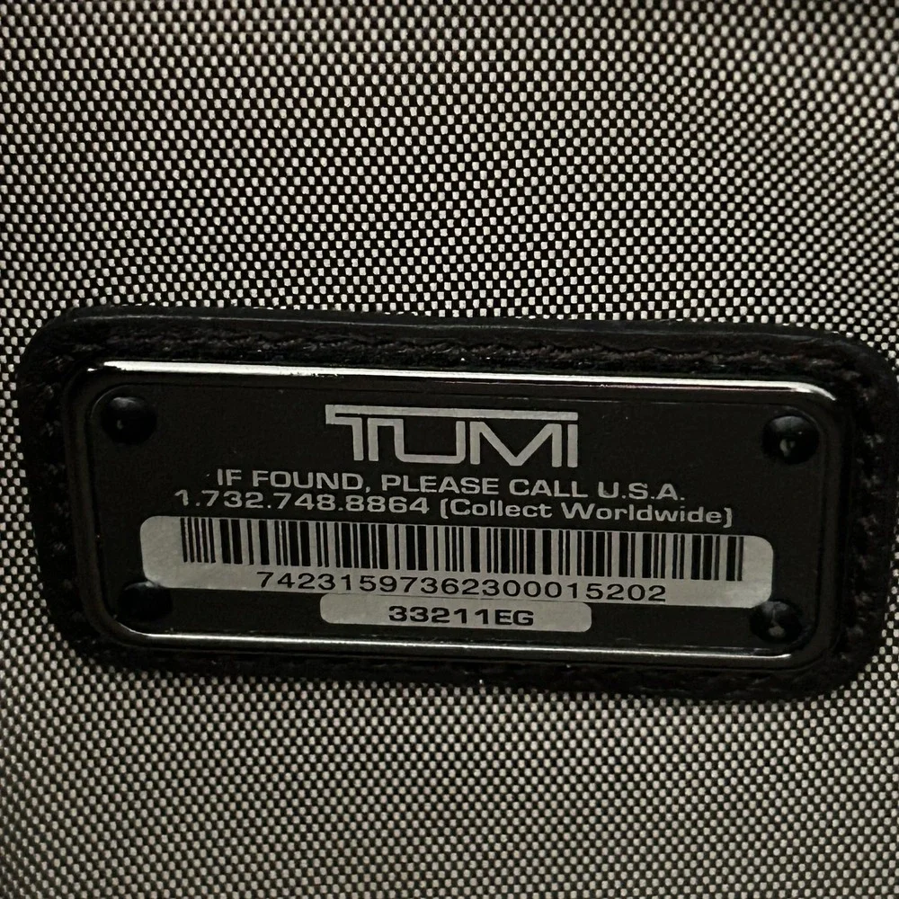 TUMI Gray Brown Leather Trim Laptop Briefcase Messenger Business Travel Bag
